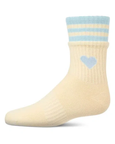 Memoi Kids'  Sport Rib Heart Crew Socks In Neutral