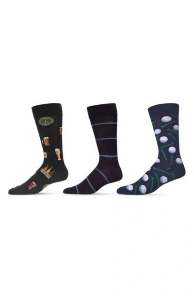 Memoi Sports Assorted 3-pack Crew Socks In Multi