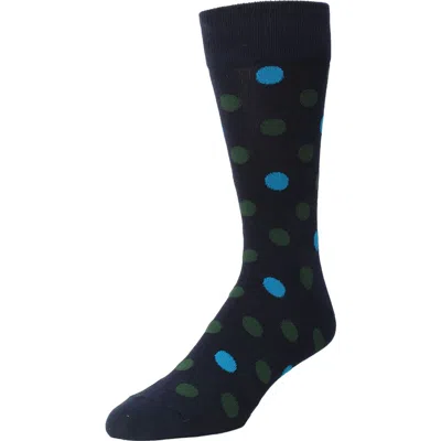 Memoi Kids'  Spots And Dots Ribbed Crew Socks In Blue