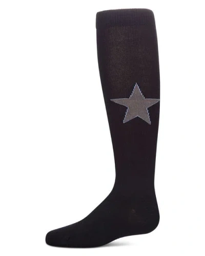 Memoi Kids'  Star Themed Knee Sock In Black