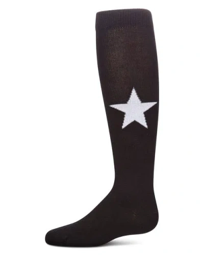 Memoi Kids'  Star Themed Knee Sock In Black