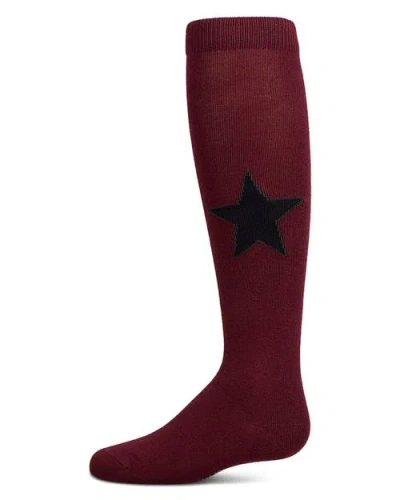 Memoi Kids'  Star Themed Knee Sock In Brown