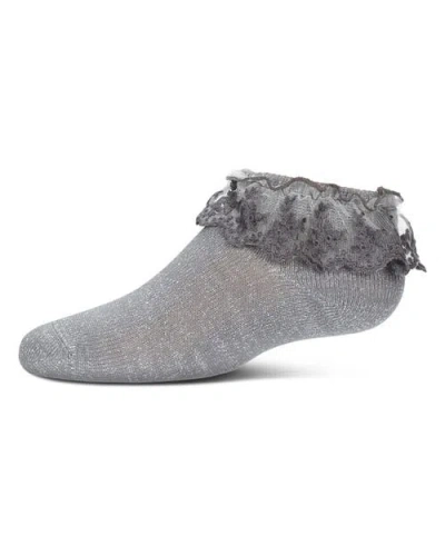 Memoi Babies'  Step And Shimmer Ruffle Anklet Socks In Gray