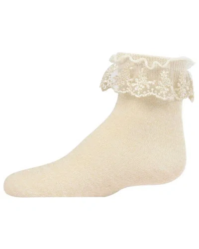 Memoi Kids'  Step And Shimmer Ruffle Anklet Socks In Gray