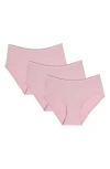 Memoi Seamless Rib 3-pack Briefs In Pink
