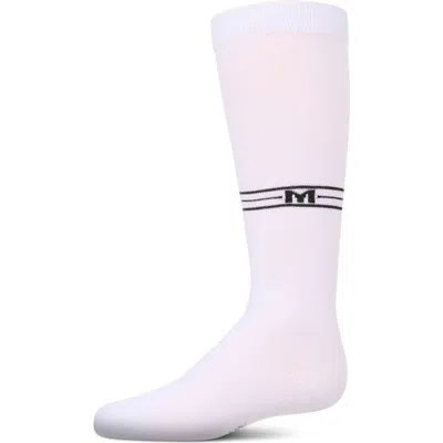Memoi Kids'  Stretch Multi Stripe M Graphic Knee Sock In White