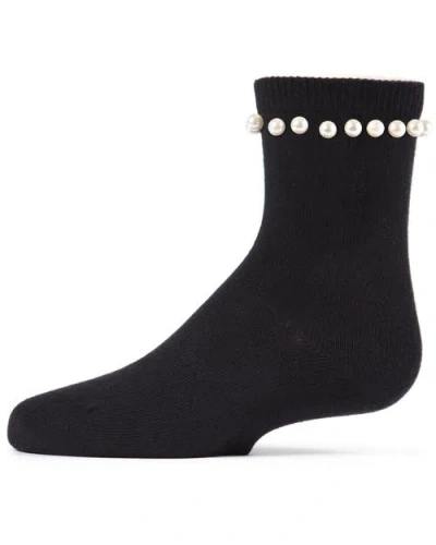 Memoi Babies'  String Of Pearls Crew Socks In Black