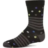 Memoi Kids'  Stripe Dot Combo Crew Sock In Black