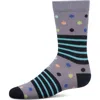 Memoi Kids'  Stripe Dot Combo Crew Sock In Multi