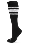 Memoi Men's Striped Athletic Cushion Sole Compression Knee Sock In Black