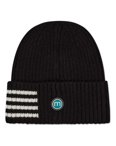 Memoi Kids'  Stripe Ribbed Knit Beanie In Black