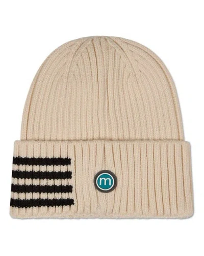 Memoi Stripe Ribbed Knit Beanie In Neutral