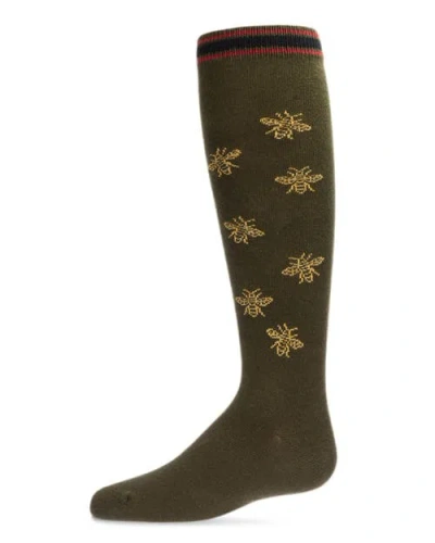 Memoi Kids'  Striped Bee Knee High Sock In Green