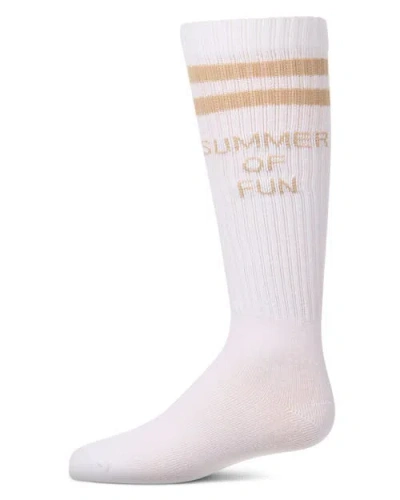 Memoi Kids'  Summer Of Fun Varsity-stripe Knee High Sock In Neutral