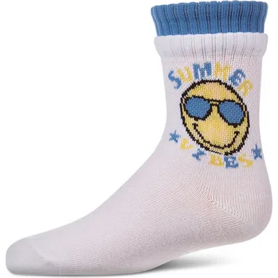 Memoi Kids'  Summer Vibes Crew Sock In White