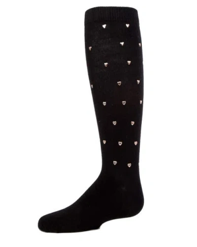 Memoi Kids'  Sweetheart Studded Knee-high Socks In Black