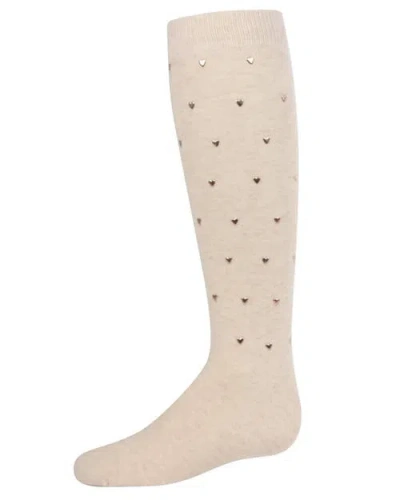Memoi Kids'  Sweetheart Studded Knee-high Socks In Brown