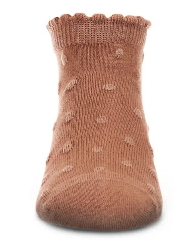 Memoi Kids'  Swiss Dot Anklet Socks In Brown