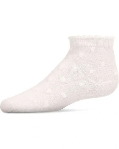 Memoi Kids'  Swiss Dot Anklet Socks In White