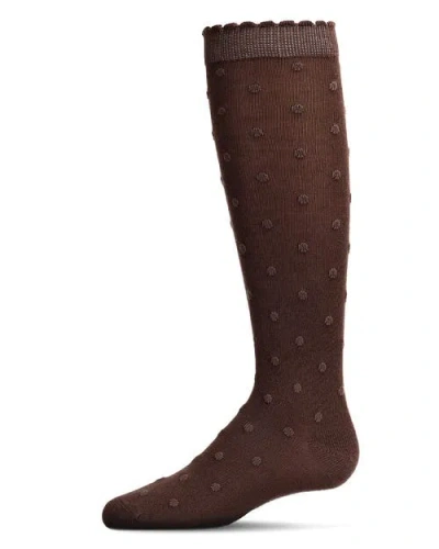 Memoi Kids'  Swiss Dot Knee High Socks In Brown