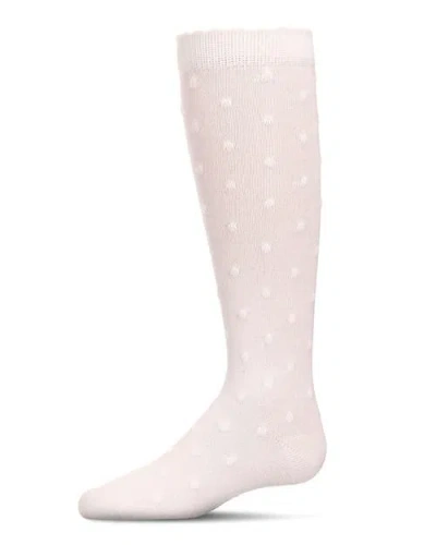 Memoi Kids'  Swiss Dot Knee High Socks In White
