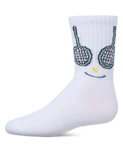 Memoi Kids'  Tennis Smiley Face Crew Socks In White