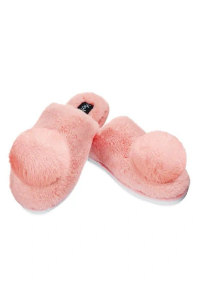 Memoi The Gloria Faux Fur Pom Slipper In Blush