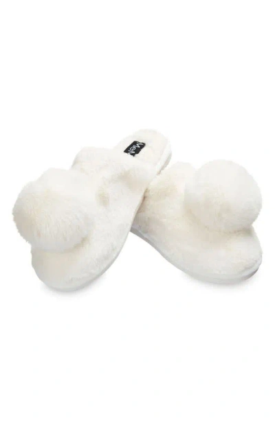 Memoi The Gloria Faux Fur Pom Slipper In Ivory