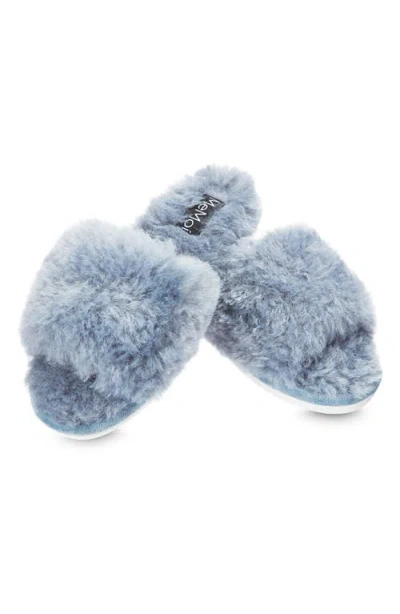 Memoi The Jacqueline Plush Faux Fur Slide Slipper In Blue