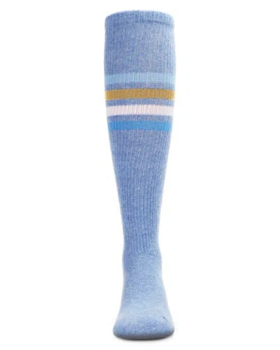 Memoi Kids'  Thin Ribbed Athletic Stripe Knee High Socks In Blue