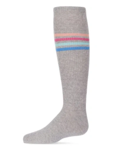 Memoi Kids'  Thin Ribbed Athletic Stripe Knee High Socks In Gray