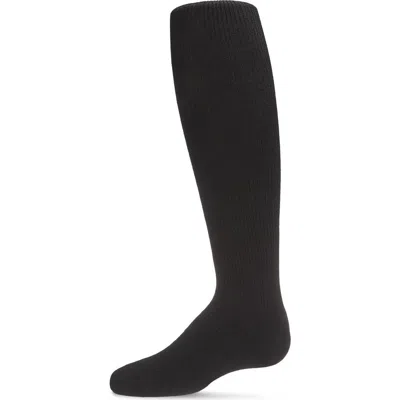 Memoi Kids'  Thin Ribbed Cotton Tights In Black