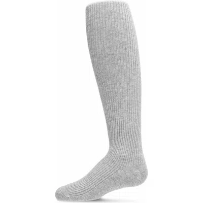 Memoi Kids'  Thin Ribbed Cotton Tights In Gray