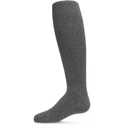 Memoi Babies'  Thin Ribbed Cotton Tights In Gray
