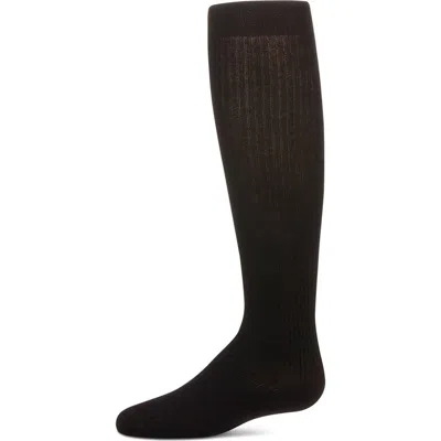 Memoi Kids'  Thin Ribbed Girls Cotton Blend Knee High Sock In Black