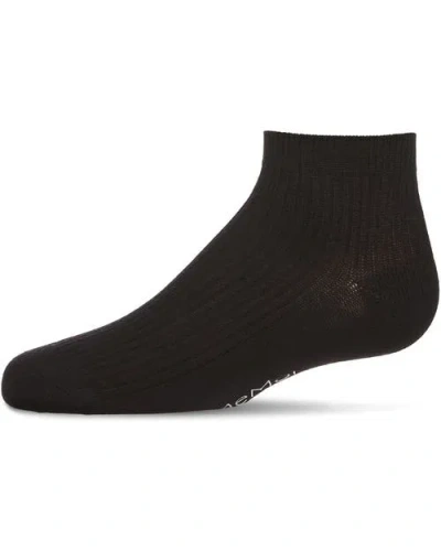 Memoi Babies'  Thin Ribbed Kids Anklet Sock In Black