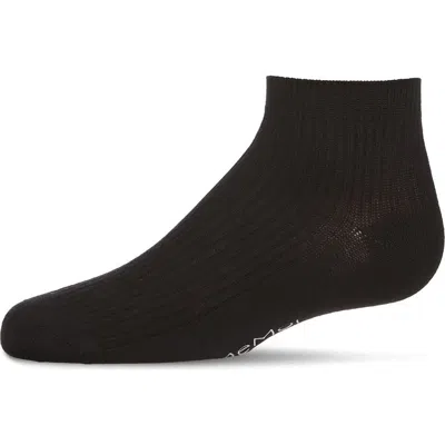 Memoi Thin Ribbed Kids Anklet Sock In Black