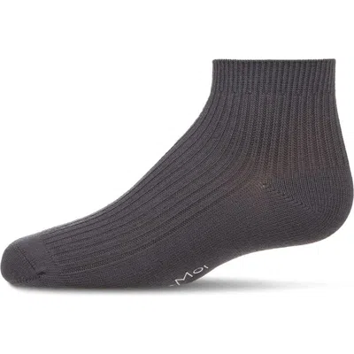 Memoi Thin Ribbed Kids Anklet Sock In Black