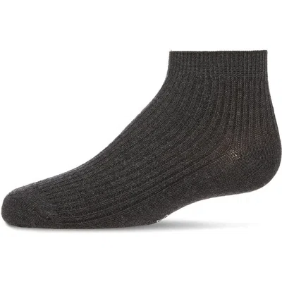Memoi Thin Ribbed Kids Anklet Sock In Black
