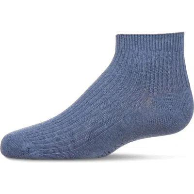 Memoi Thin Ribbed Kids Anklet Sock In Blue