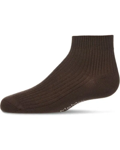 Memoi Babies'  Thin Ribbed Kids Anklet Sock In Brown