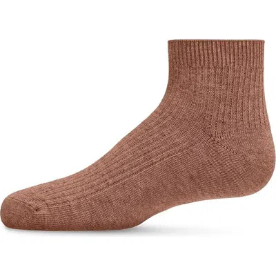 Memoi Thin Ribbed Kids Anklet Sock In Brown