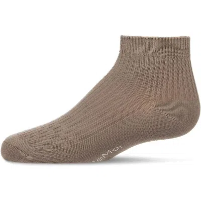 Memoi Thin Ribbed Kids Anklet Sock In Brown