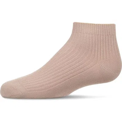 Memoi Thin Ribbed Kids Anklet Sock In Brown