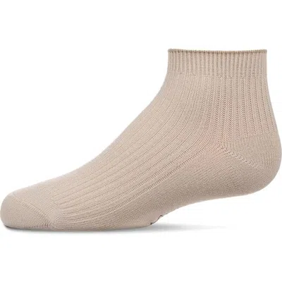 Memoi Thin Ribbed Kids Anklet Sock In Brown