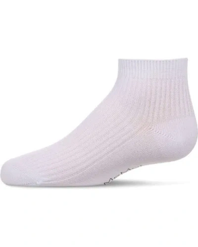 Memoi Babies'  Thin Ribbed Kids Anklet Sock In White