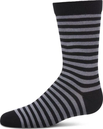 Memoi Kids'  Thin Stripe Crew Sock In Black