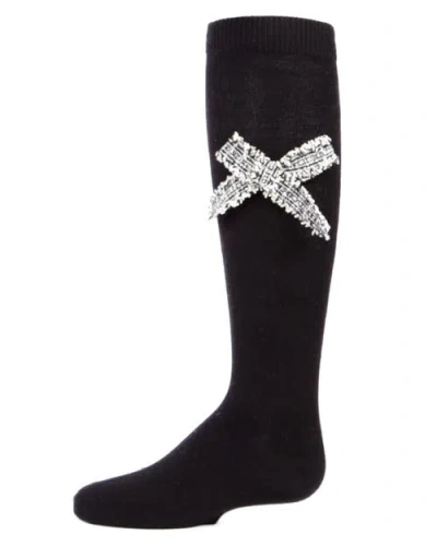 Memoi Kids'  Tidy Little Bow Knee Socks In Black