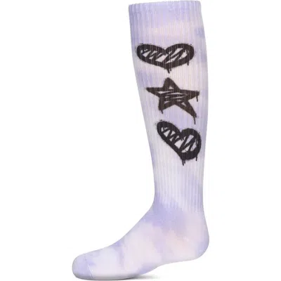Memoi Kids'  Tie Dye Graffiti Shapes Knee High Socks In Purple