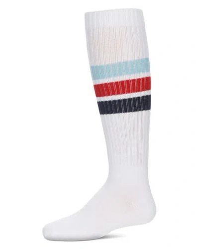 Memoi Kids'  Triple Stripe Knee High Socks In White